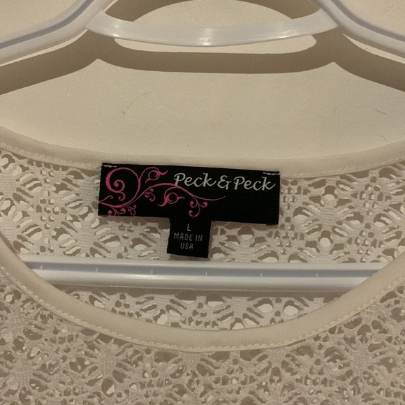 5 for $12 Peck & Peck White See Through Top - Picture 2 of 2
